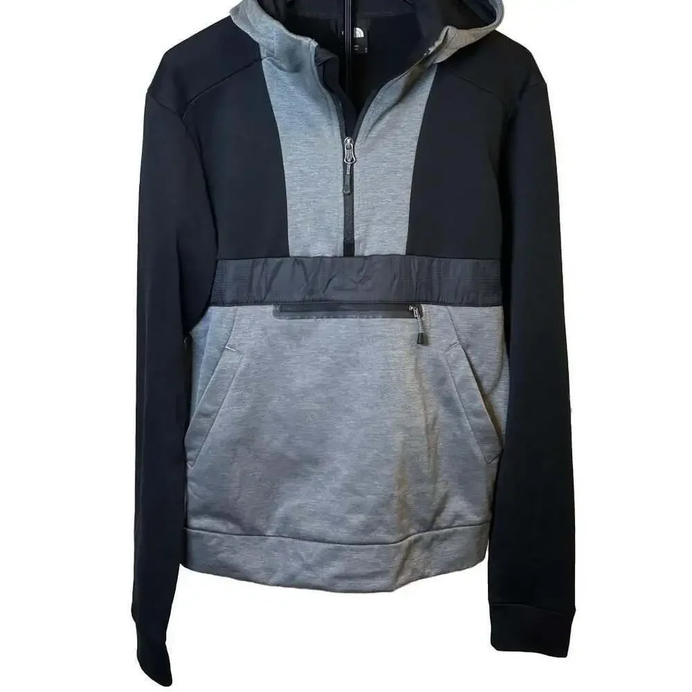 The North Face Mens Small Mountain Athletics 1/4 Zip Hoodie Grey/Black